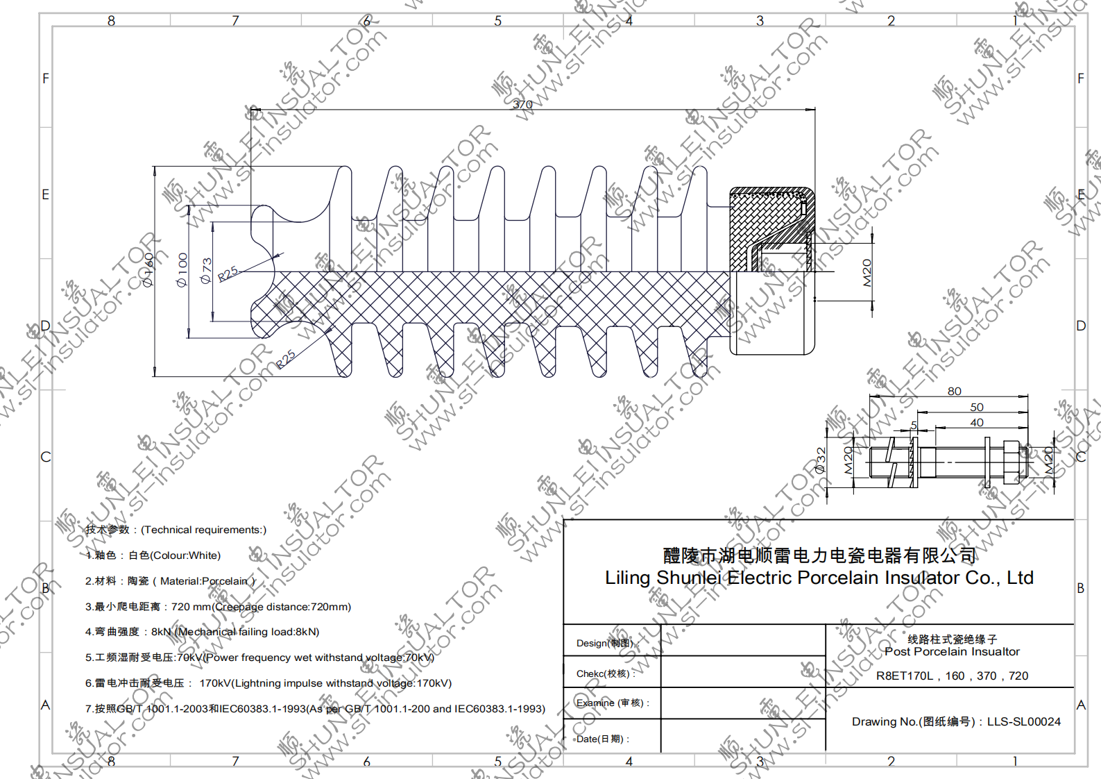 Post Porcelain Insulators R8ET170L