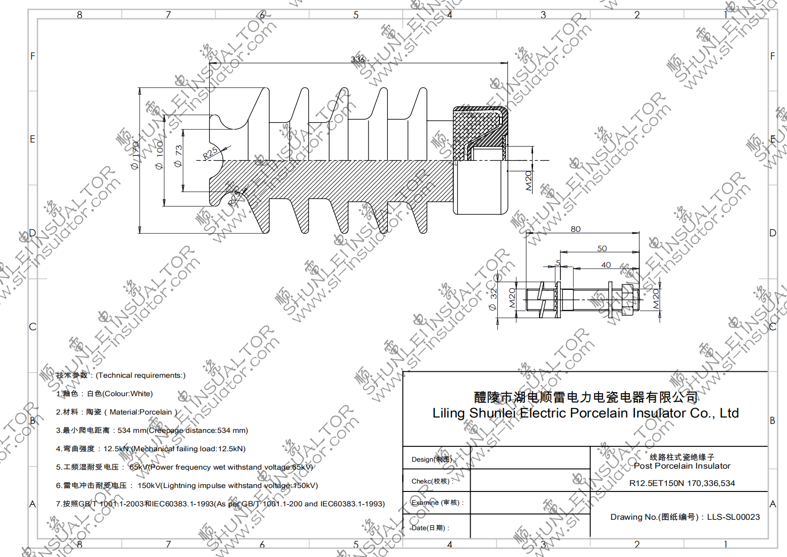 Post Porcelain Insulators R12.5ET150N