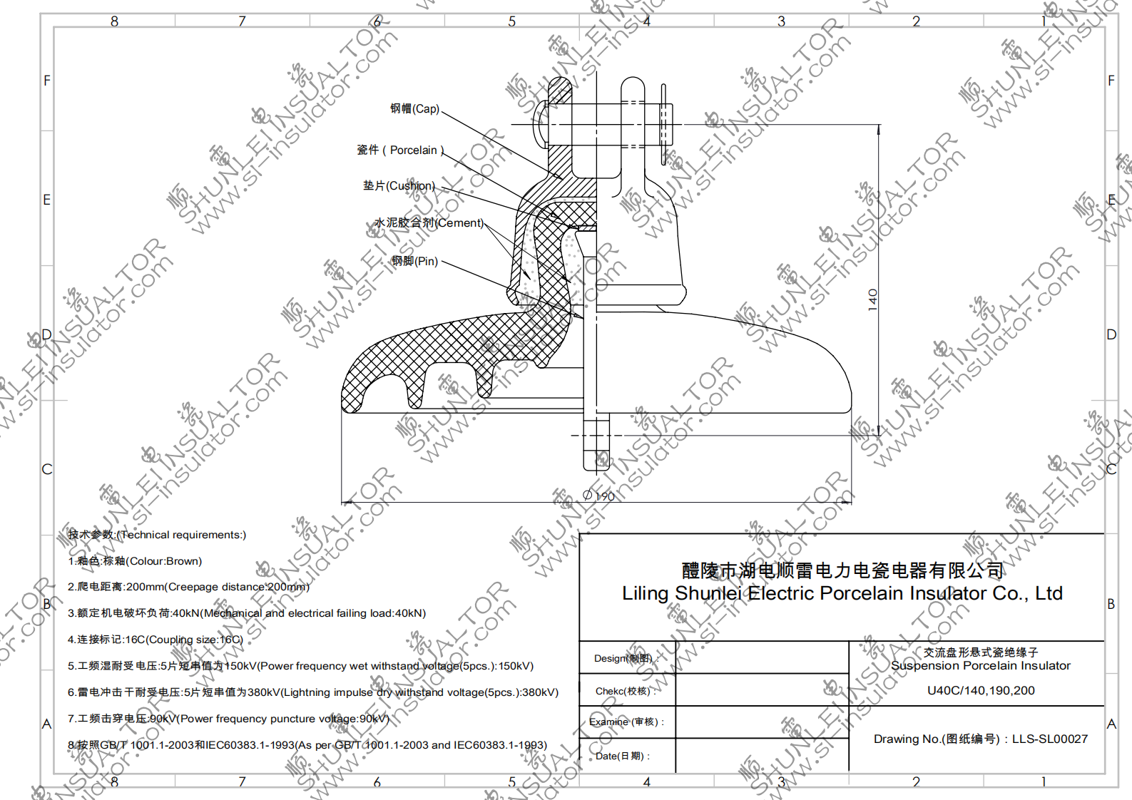 Suspension Porcelain Insulators U40C